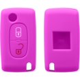 thumbnail image 1 of accessoire Cl De Voiture Compatible Avec Peugeot Citroen Clef De Voiture 2-bouton - Coque En Silicone Souple Pour Clef De Voiture Fucsia, 1 of 5