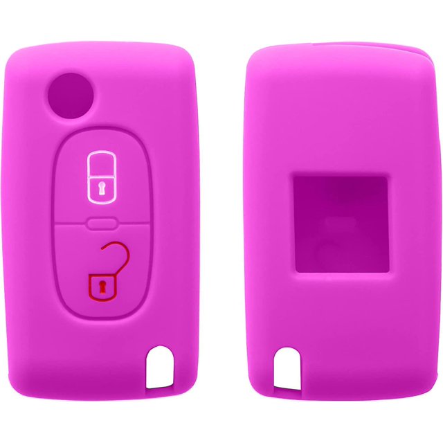 accessoire Cl De Voiture Compatible Avec Peugeot Citroen Clef De Voiture 2-bouton - Coque En Silicone Souple Pour Clef De Voiture Fucsia
