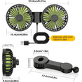 thumbnail image 6 of USB Car Fan for Backseat, 3 Speeds 360°Rotatable Car Cooling Fan, Dual Head Car Fan with Adjustable Clip for Vehicles SUV RV, 6 of 7