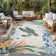 thumbnail image 2 of Sea Turtle Coastal Outdoor Rug for Patio/Deck/Porch, Non-Slip Large Area Rug 4 x 6 Ft, Summer Nautical Starfish Coral Beige Indoor Outdoor Rugs Washable Area Rugs, Camping Rug Carpet Runner, 2 of 8