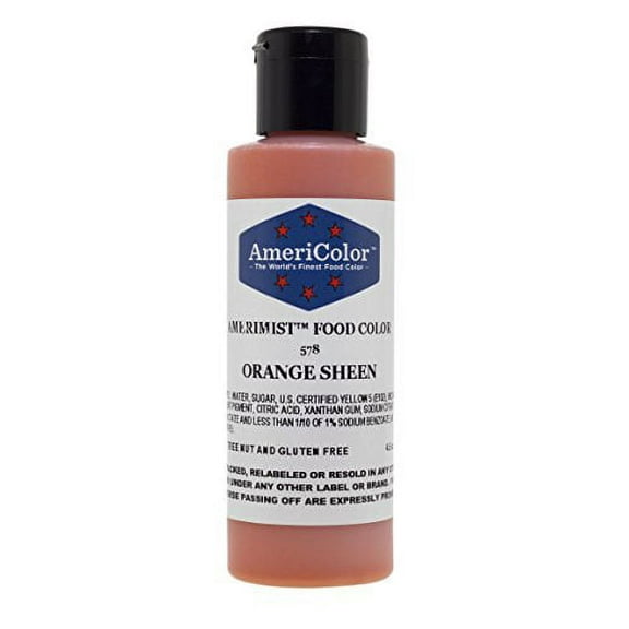 AmeriColor AmeriMist Orange Sheen, 4.5 Ounce, Airbrush Food Color