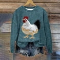 thumbnail image 2 of XPMWRP Women's Rooster Embroidery Fashion Sweatshirt Oversized Long Sleeve Fall Winter Pullover Crew Neck Loose Sweatshirts Blue L, 2 of 4
