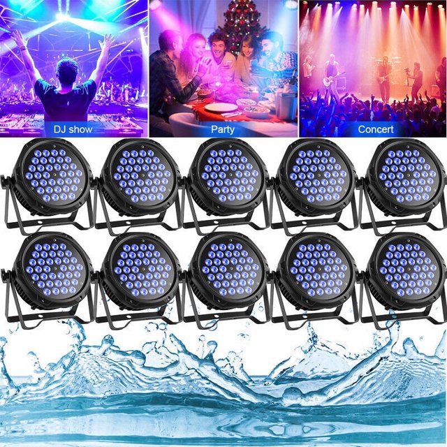 IP65 Waterproof Par Light 36 PCS RGB 3-IN-1 LED Stage Light DMX Control Party Wash Light Strobe Effect DJ Light for Christmas Disco Club Wedding Bar,10pcs