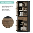 thumbnail image 3 of Homfa Modern Storage Cabinet with Glass Doors, 71'' Kitchen Pantry with Adjustable Shelves, Wood Bookcase, Black & Oak, 3 of 11