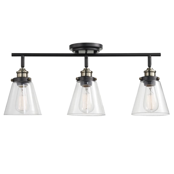 Globe Electric 3-Light Dark Bronze Track Light Kit with Antique Brass Accents