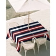 thumbnail image 3 of 52x70 Inch Outdoor Tablecloth with Umbrella Hole Zipper Rectangle Red Navy Blue Striped Rectangular Tablecloths Outside Waterproof Contemporary Minimalist Aesthetic Patio Table Cover for Picnic Party, 3 of 8