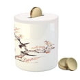 thumbnail image 3 of Art Piggy Bank, Traditional Chinese Paint of Flowers Plum Blossom Birds on Tree Romance Print, Ceramic Coin Bank Money Box for Cash Saving, 3.6" X 3.2", Pale Yellow Brown, by Ambesonne, 3 of 4