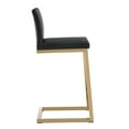 thumbnail image 3 of TOV Furniture Parma Black Vegan Leather Counter Stool with Gold Legs - Set of 2, 3 of 10