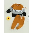 thumbnail image 3 of xiaxaixu Baby Boys Pants Set, Long Sleeve Crew Neck Contrast Color Sweatshirt with Elastic Waist Sweatpants Infant Clothes, 3 of 8