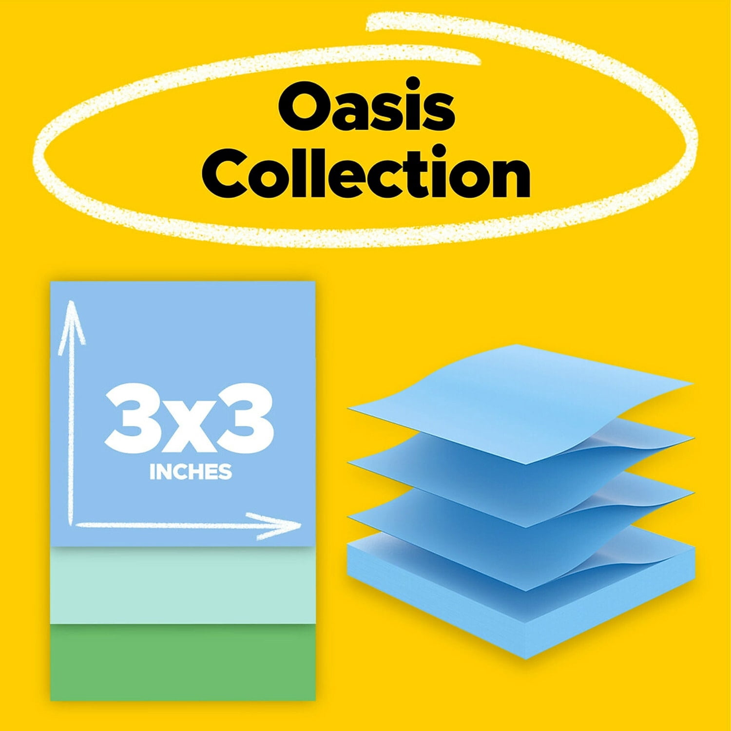 Post-it® Super Sticky Pop Up Notes, 3 in x 3 in, 18 Pads, 70 Sheets/Pad, 2x the Sticking Power, Oasis Collection