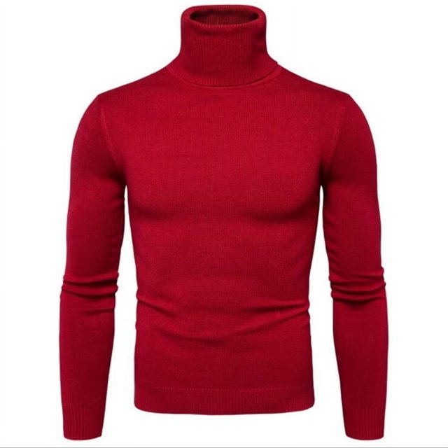 Suéter de cuello alto para hombre Suéter ajustado coreano con solapa Suéter de lana versátil para hombre con base gruesa