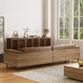 thumbnail image 6 of NessCarsti Modern 4 Seater Leather Sofa Set with Wood Frame, Brown Faux Leather Couch and Loveseat, Mid Century Modular Sectional for Living Room, 6 of 10