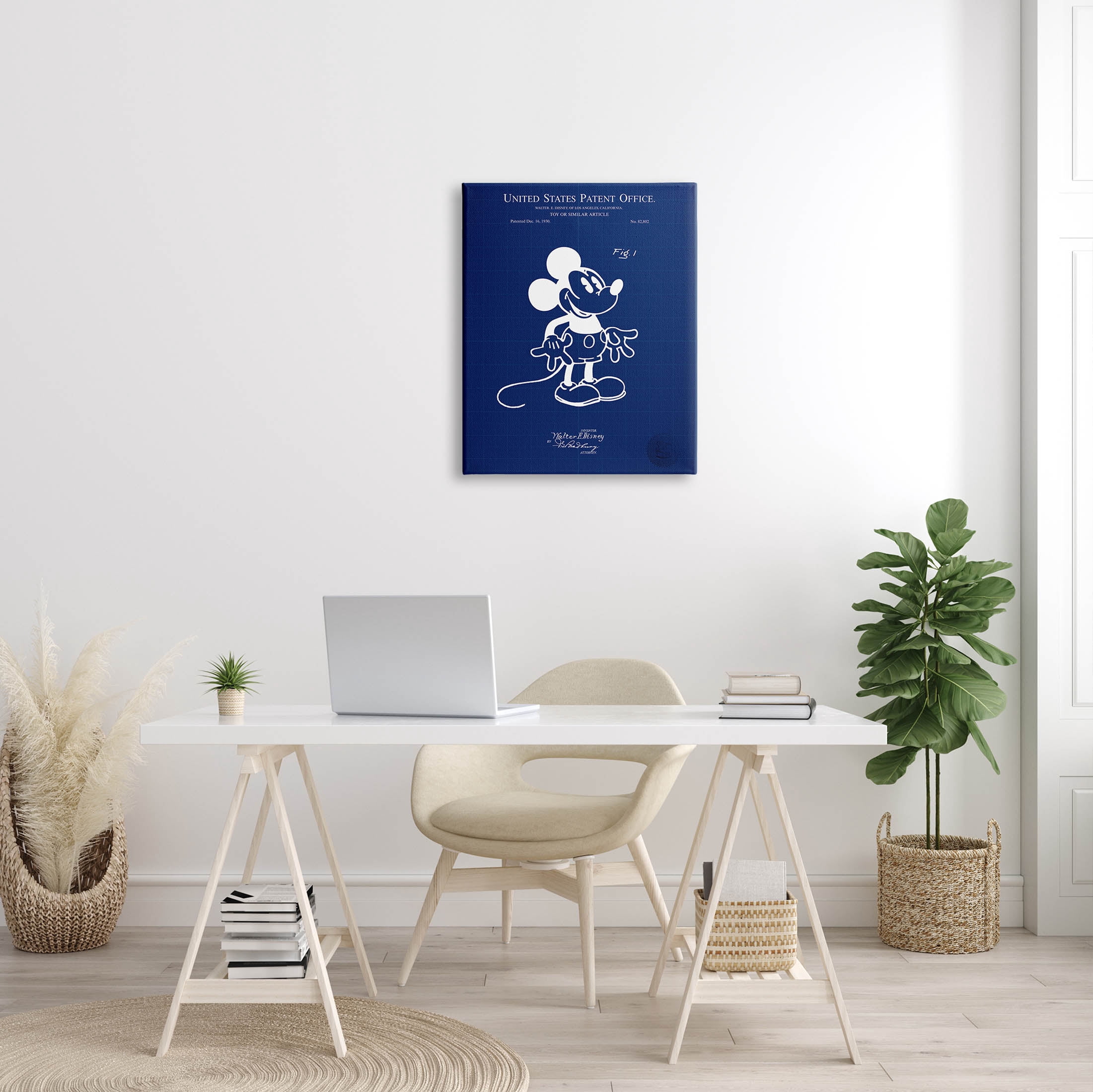 Stupell Industries Cartoon Mouse Character Blueprint Graphic Art Gallery Wrapped Canvas Print Wall Art, Design by Karl Hronek