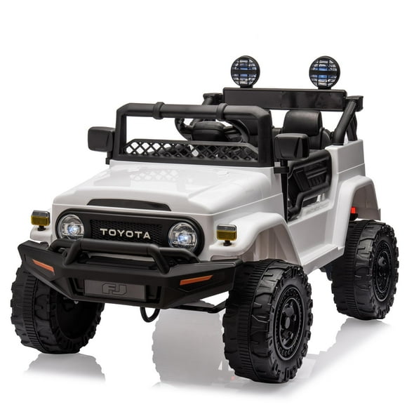 TROPOW Kids Cars Electric Ride On,Kids Ride On Car, Licensed Toyota 12V Ride On Truck Car, Battery Powered Electric Kids Car with Remote Control, Music, LED Lights, Safety Belt for Boys Girls,White