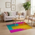 thumbnail image 3 of ODIKA 4'x6' Washable Area Rug Abstract Contemporary Brushstroke Checkered Funky Pink for Bedroom, Reading Nook, Pet Friendly & Non-Shedding, 3 of 7
