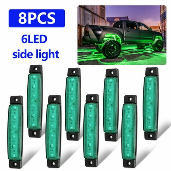 8pcs Green 6-LED Rock Light Side Lamp for JEEP Offroad Truck UTV Fog Light