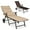 Brown, variant on Costway Folding Patio Rattan Lounge Chair Chaise Cushioned Aluminum Adjust Wheel