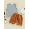 thumbnail image 4 of hirigin 2Pcs Baby Boy Summer Outfits, Sleeveless Sun Print Tank Tops + Knot Front Shorts Set, 4 of 8