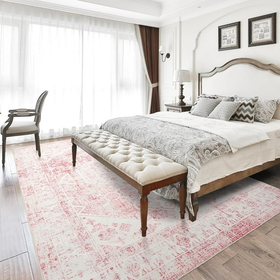 5x7 Washable Pink Area Rug