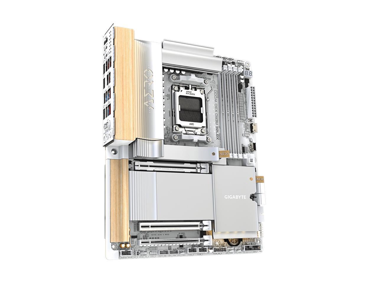 GIGABYTE X870E AERO X3D WOOD AMD AM5 LGA 1718 Motherboard, ATX, Supports AMD Ryzen 9000/8000/7000 Series Processors, DDR5, 16+2+2 Total Power Phase, 4x M.2, PCIe 5.0, USB4 Type-C, WIFI7, Dual 5 GbE L