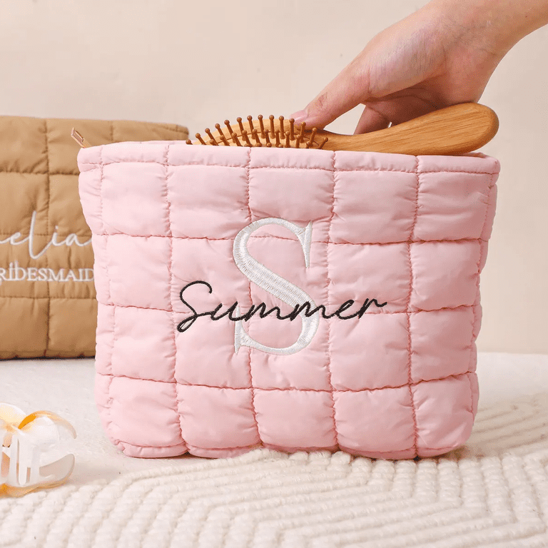 embroidered makeup travel bag Seersucker Pouch Look no further than the Personalized Makeup Bag Personalized Makeup Bag | Marleylilly