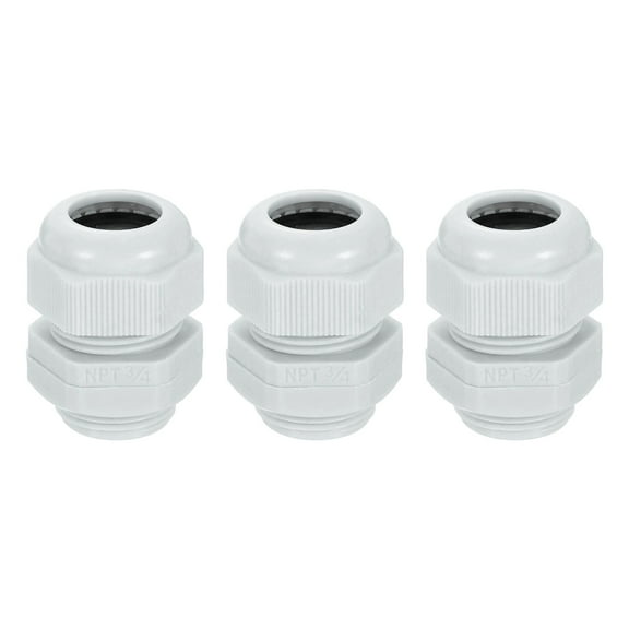 3Pack NPT 3/4" Nylon Cable Glands, Waterproof Adjustable Wire Grommet, Gray