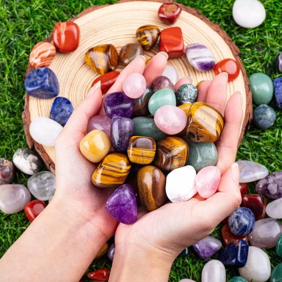 GKNET 50pcs 15-30mm Tumbled Stones Assorted - Mixed Polished Agate Crystals Blend