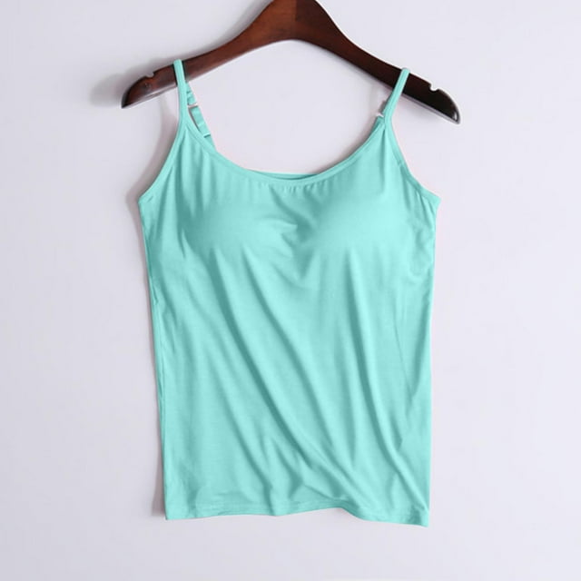 Eiyaclvo Débardeurs pour Femmes avec Soutien-Gorge Grande Taille Col Rond Débardeurs Couleur Unie Débardeurs Bretelles Réglables Couche de Base