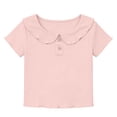thumbnail image 2 of KyCheLot Girls' Summer T-Shirts Button Round Lapel Neck Solid Color Short Sleeve Tops Trendy Comfortable T-Shirts, 2 of 7