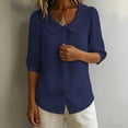 thumbnail image 6 of Women's 100% Cotton Peter Pan Collar Puff Sleeve Blouse, Casual Button Down Half Sleeve Shirt, Summer Breathable Office Work Daily Tunic Top for Women S-2XL, 6 of 8