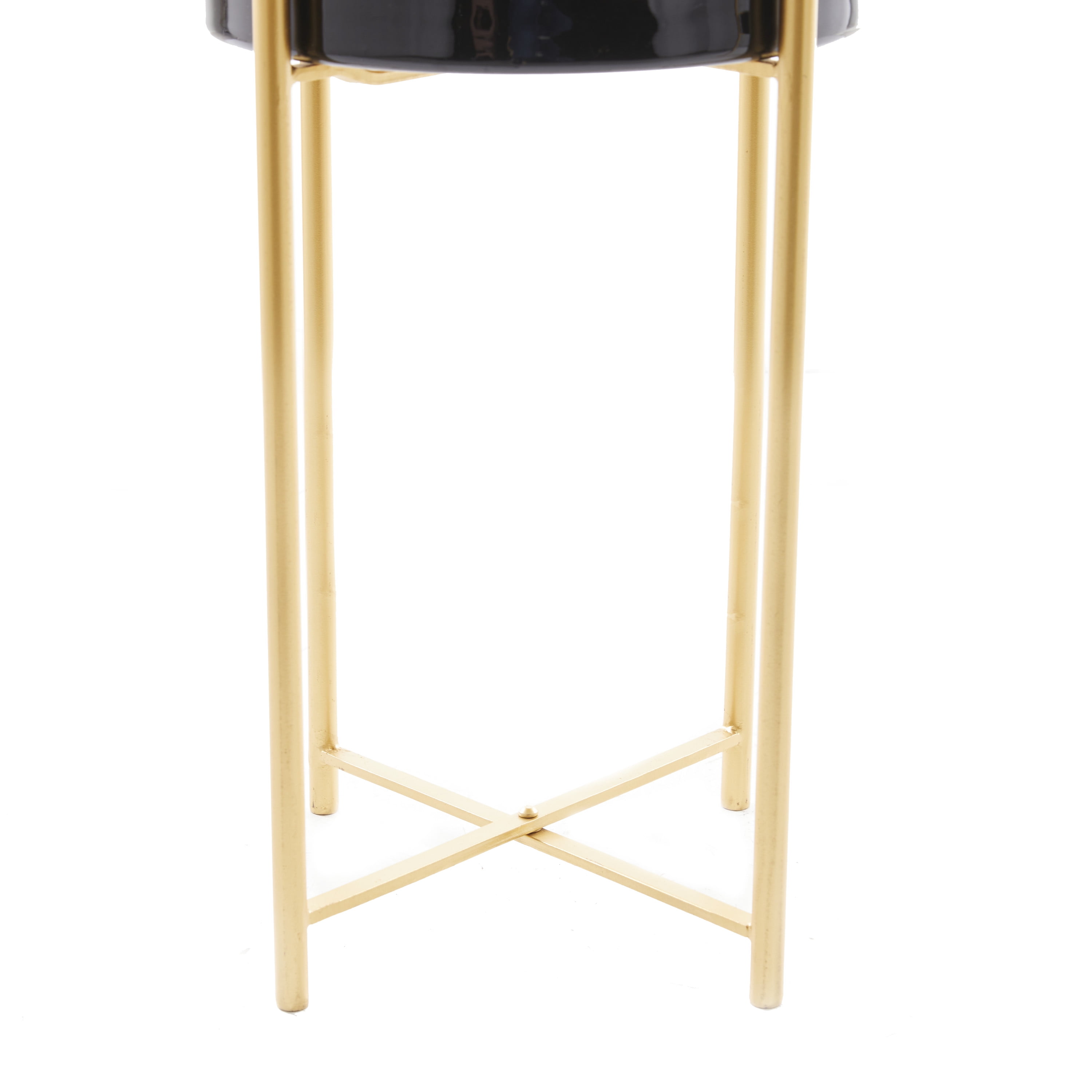 CosmoLiving by Cosmopolitan 24", 21"H Indoor Outdoor Black Metal Planter with Removable Stand (2 Count)
