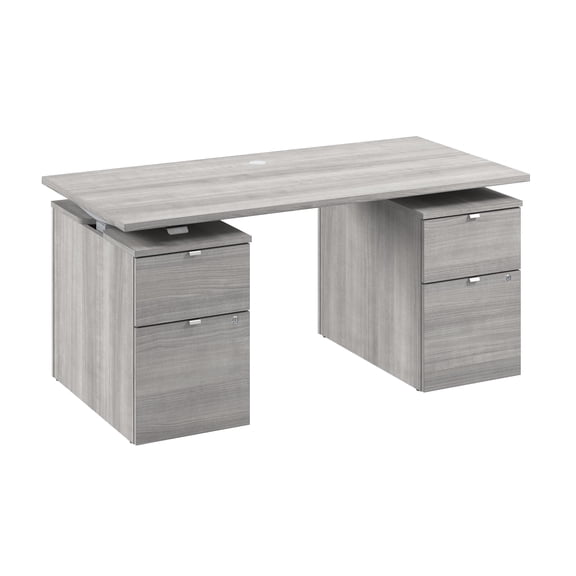 Stratus 60W Standing Desk with Drawers in Platinum Gray - Engineered Wood