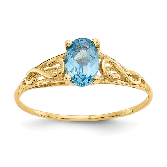 Real 14kt Yellow Gold Madi K Synthetic Blue Zircon Ring Size: 5; for Adults and Teens; for Women and Men
