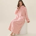 thumbnail image 3 of SWSMCLT Women's Cold Weather Fleece Bathrobe Home Full Zip Long Duster Robe Comfy Bathrobes Ankle Length Pink Medium-Large, 3 of 5