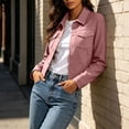 thumbnail image 5 of Gytharion Women's Faux Suede Shirt Jackets Button Front Turn Down Collar Jackets Long Sleeve Solid Color Casual Jackets with Pockets, 5 of 8