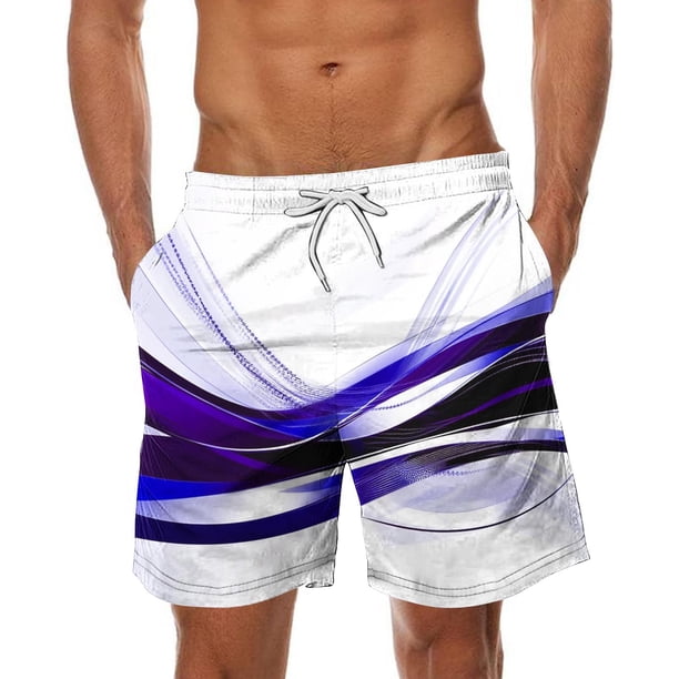 Pantalones de Playa con Cordón Impreso con Cintura Elástica para Hombre, con Bolsillos para Uso Casual Y Al Aire Libre