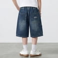 thumbnail image 6 of Jean Shorts Boys Elastic Waist Straight Leg Jeans Shorts Casual Loose Fit Denim Shorts with Pockets 7-8 Years Shorts Boys, 6 of 6