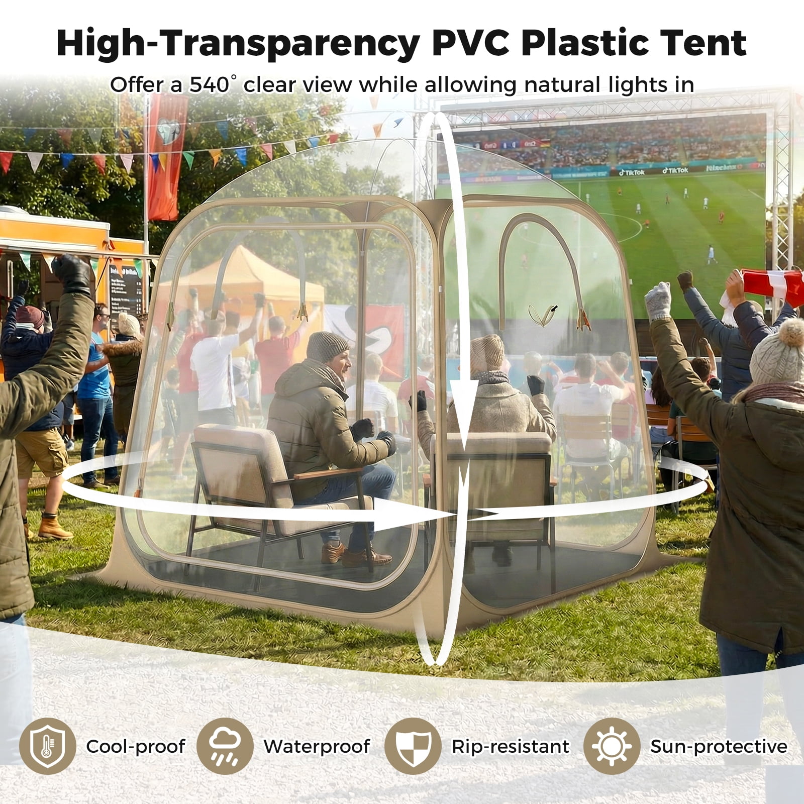 Gymax 7x7ft Clear Bubble Pop-Up Tent w/Sealed Floor Bag PVC Screen for 2-4 Persons
