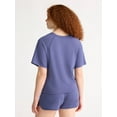 thumbnail image 6 of Joyspun Women's French Terry Short Sleeve Top and Shorts Pajama Set, 2-Piece, Sizes XS-3X, 6 of 6