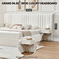 thumbnail image 5 of Queen Upholstered lift up Storage Bed Frame with Oversized Headboard, Built-in Nightstands and Wood Slat Support, No Box Spring Needed, Cream, 5 of 8