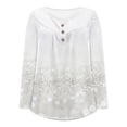 thumbnail image 3 of MHFRRA Blusa Holgada Informal de Manga Larga con Botones y Volantes con Estampado Brillante para Mujer de Primavera Blanco, 3 of 3