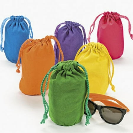 Lot of 12 Bright Color Drawstring Bags Loot Sack Party Favors