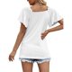 thumbnail image 5 of Camisa de manga corta para mujer, cuello en V plisado, manga con volantes, camisa con hombros descubiertos, Top para fiesta de vocación diaria de verano, 5 of 6