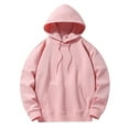 thumbnail image 1 of Yuyuzo Mens Hoodies Solid Color Long Sleeve Fashion Pullover Tops Drawstring Sweatshirt with Pocket, 1 of 6