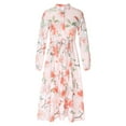thumbnail image 4 of Holloyiver Women Bandage Fold Long Sleeve Causal Floral Printing Long Dress S-2XL, 4 of 8