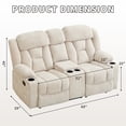 thumbnail image 6 of Bonzy Home Loveseat Recliner with Flip-Up Storage Console & Cup Holders, Soft Fabric Manual Reclining Sofa for Living Room, Beige, 6 of 9