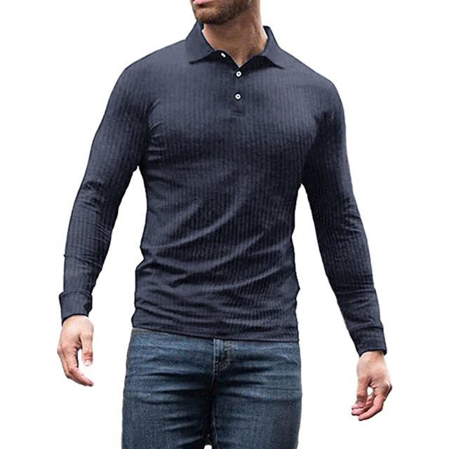 Sunloudy Men's Spring Autumn Casual Shirts Solid Color Long Sleeve Lapel Tops Button Shirts for Party