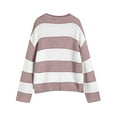 thumbnail image 4 of zaveiop Sweaters for Womens Fall Winter Y2K Oversized Preppy Jumper Sweaters Lightweight Knit Color Block Pullover Sweater (Z3-Pink, XL), 4 of 4