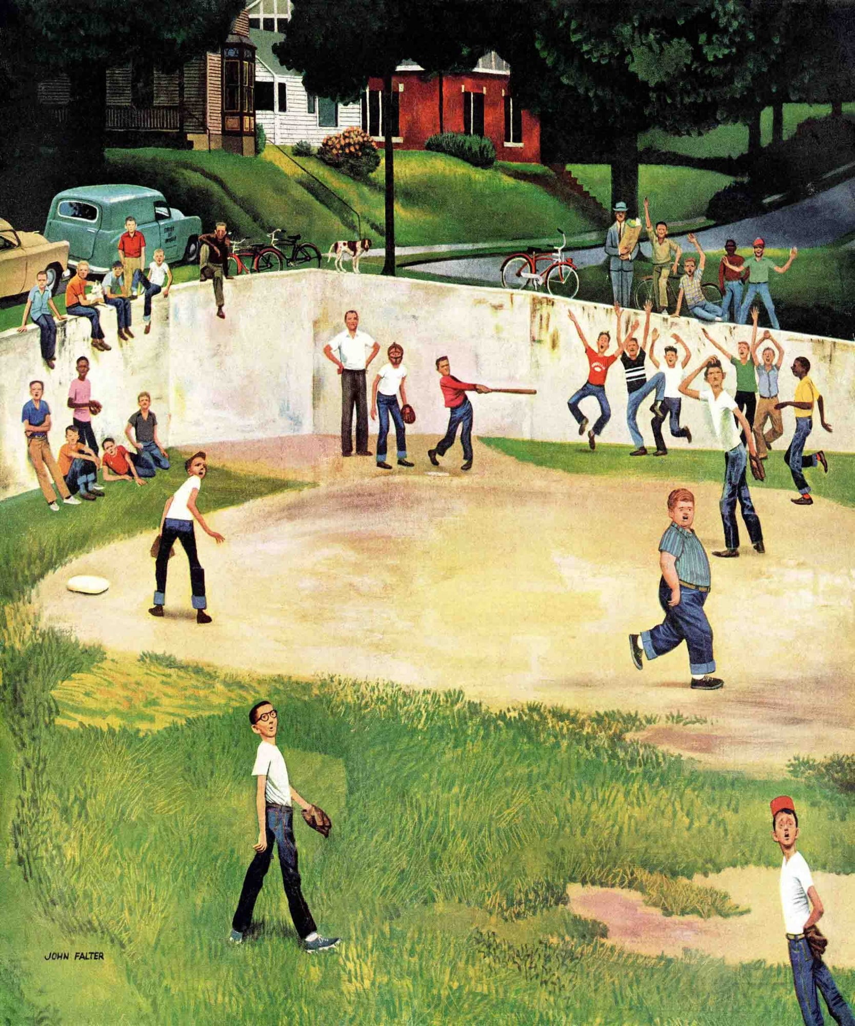 Marmont Hill Sandlot Homerun by John Falter Painting Print on Canvas