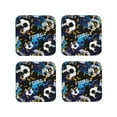thumbnail image 2 of Kll Square Drink Coasters Set Of 4,Pu Leather Absorbent Coasters Set Decorative Coffee Cup Coasters Housewarming Gift For Home Decor-Football, 2 of 9